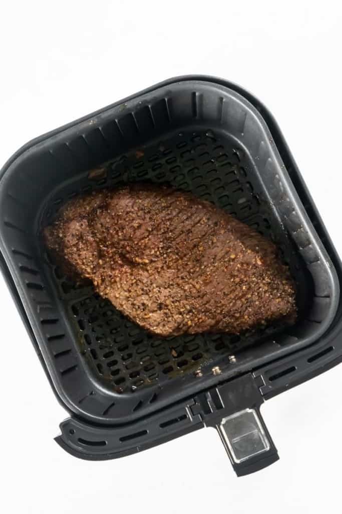 Cooked london broil in air fryer basket