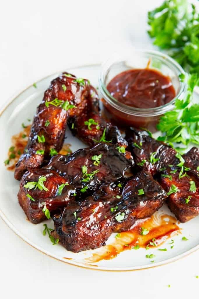 serve country-style ribs in air fryer with BBQ sauce