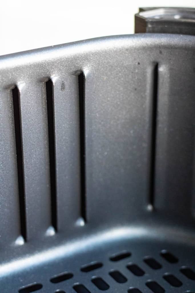 Closeup of cleaned air fryer basket