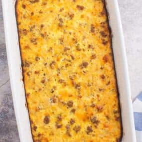 hash brown casserole in 9 by 13 dish