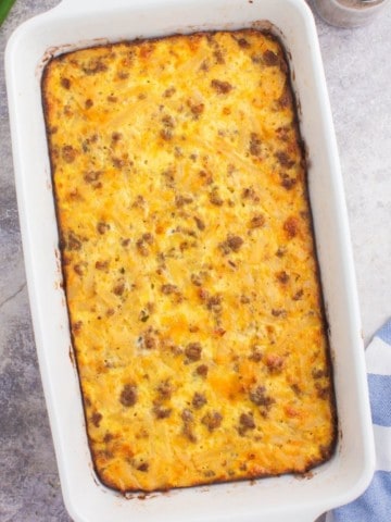 hash brown casserole in 9 by 13 dish