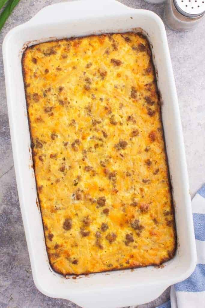 hash brown casserole in 9 by 13 dish