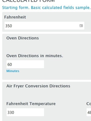 Air Fryer Conversion Chart Calculator screen shot