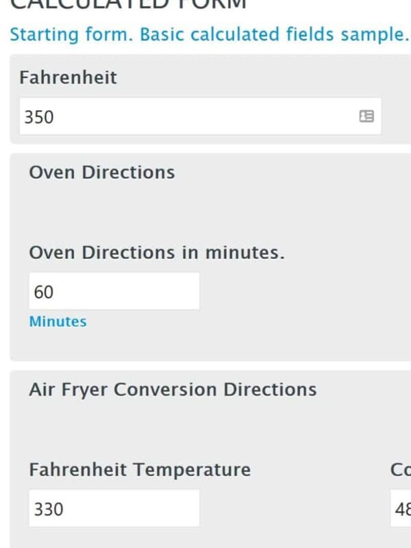 Air Fryer Conversion Chart Calculator screen shot