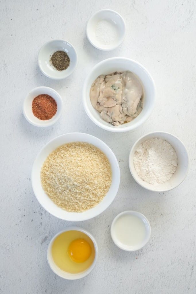 prepared ingredients for air fryer oysters