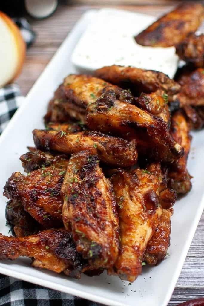 plate full of air fryer bbq chicken wings