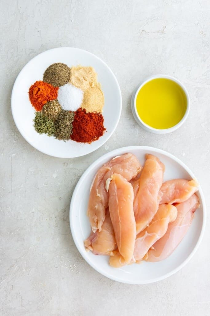 prepared ingredients for air fryer chicken tenders with no breading