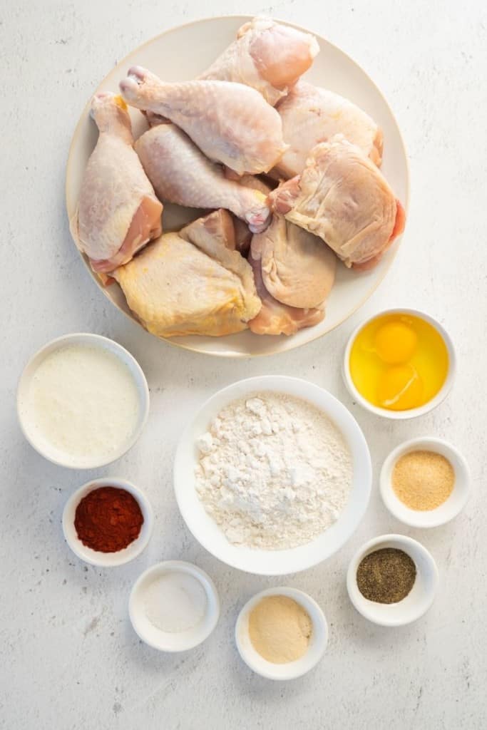 prepared ingredients for air fryer fried chicken