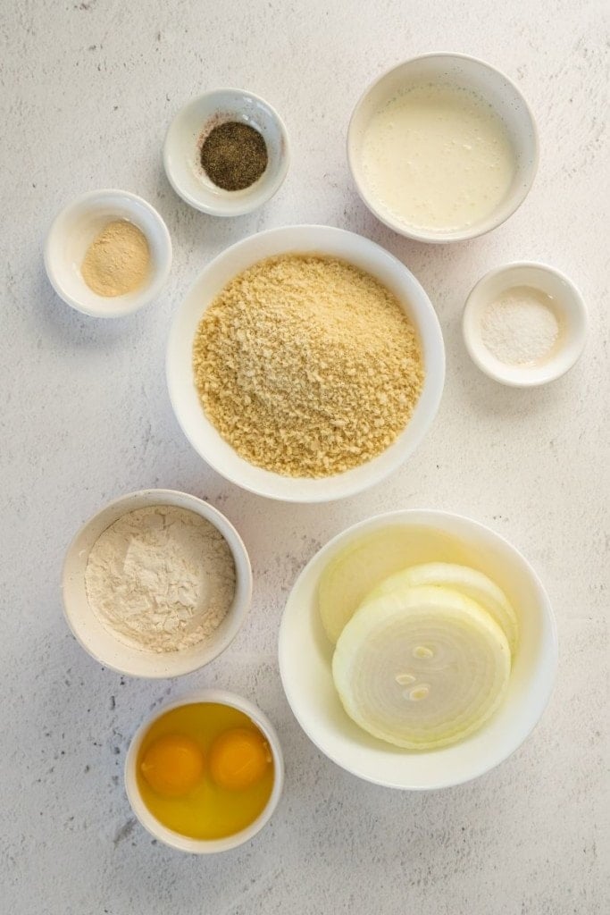 prepared ingredients for air fryer onion rings