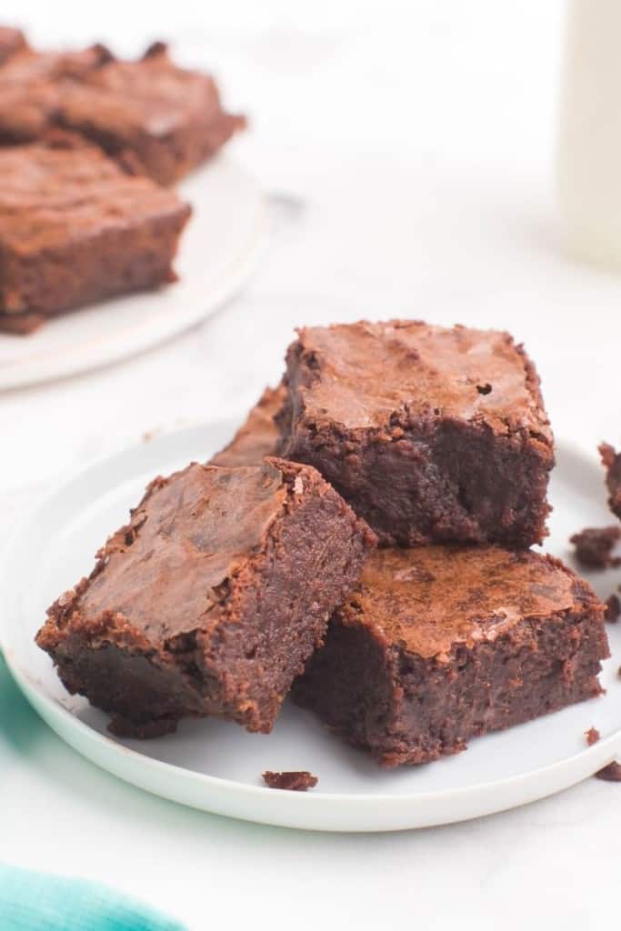 plate with brownies without cocoa powder