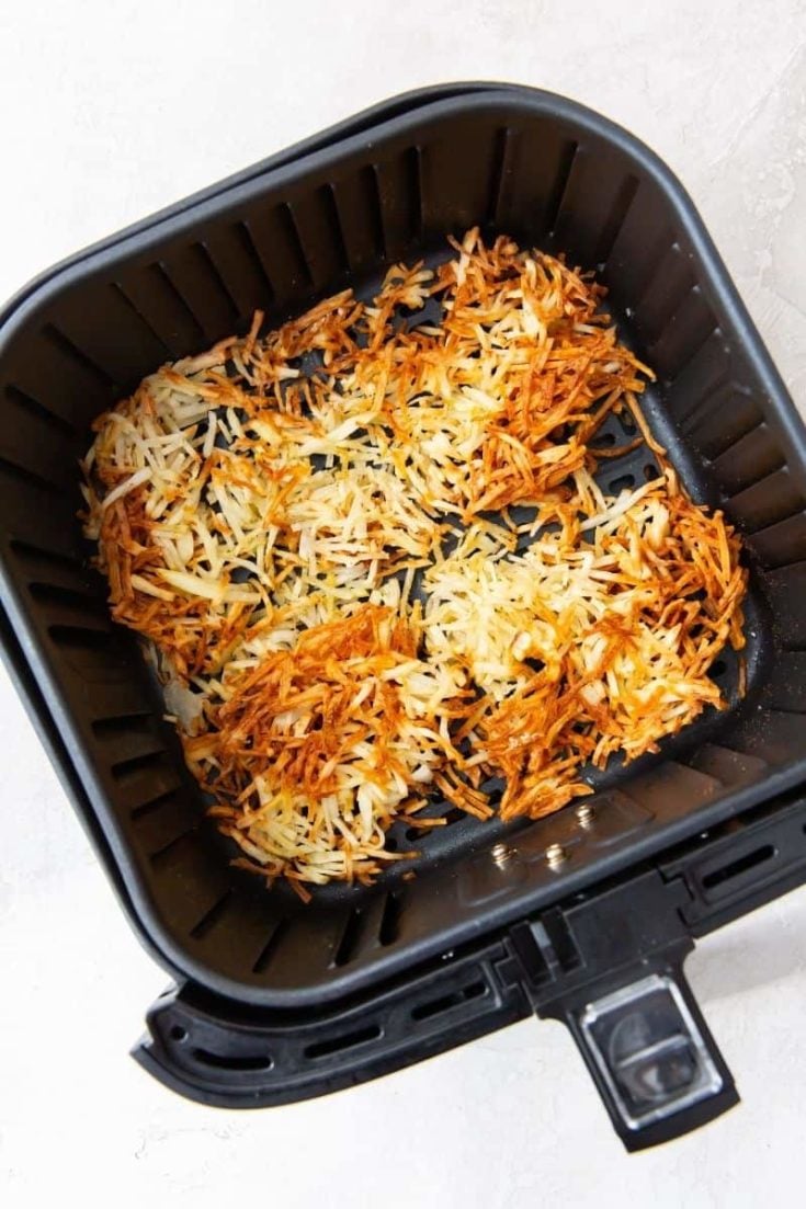 flip hash browns in air fryer halfway to cook evenly on both sides