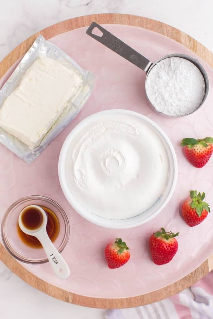 prepared ingredients for cool whip fruit dip