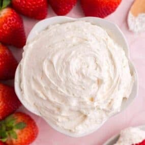 bowl of fruit dip made with cool whip