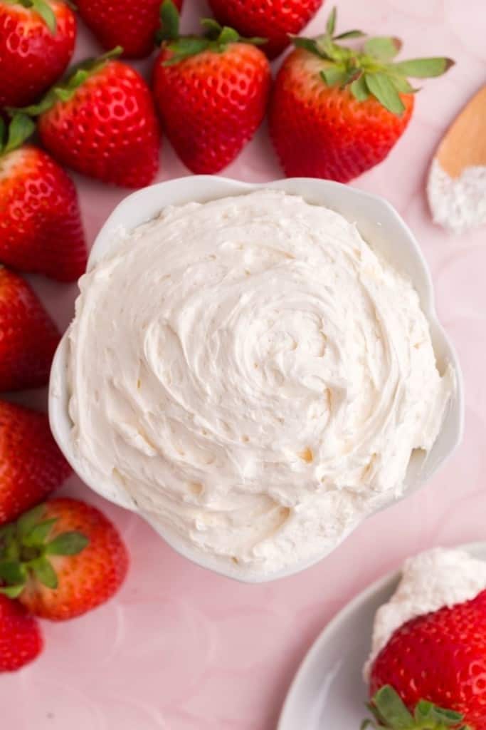 bowl of fruit dip made with cool whip