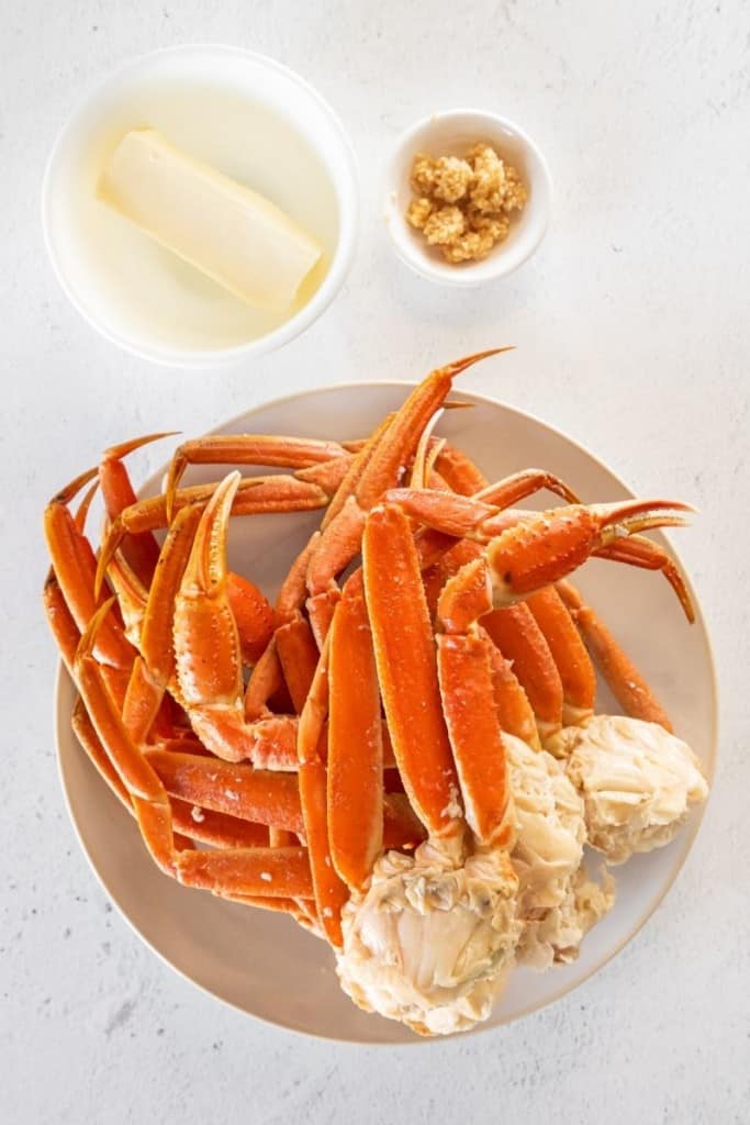 prepared ingredients for instant pot crab legs