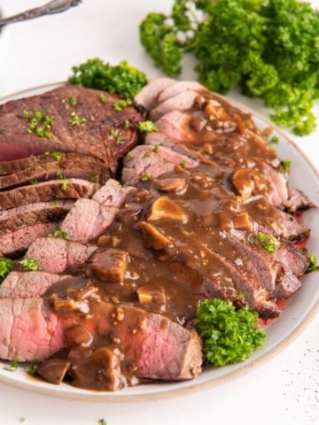 Tender and juicy instant pot London broil slices