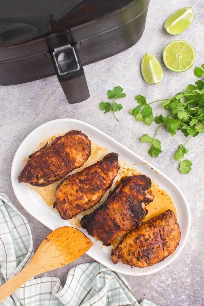 air fryer thick pork chops on plate