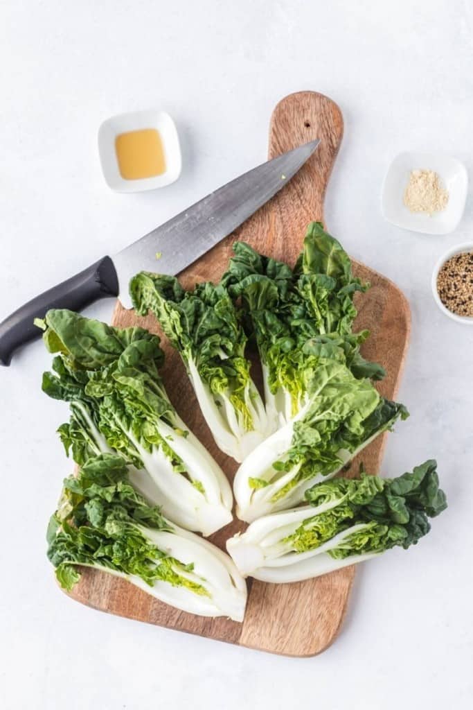 prepared ingredients for air fryer bok choy