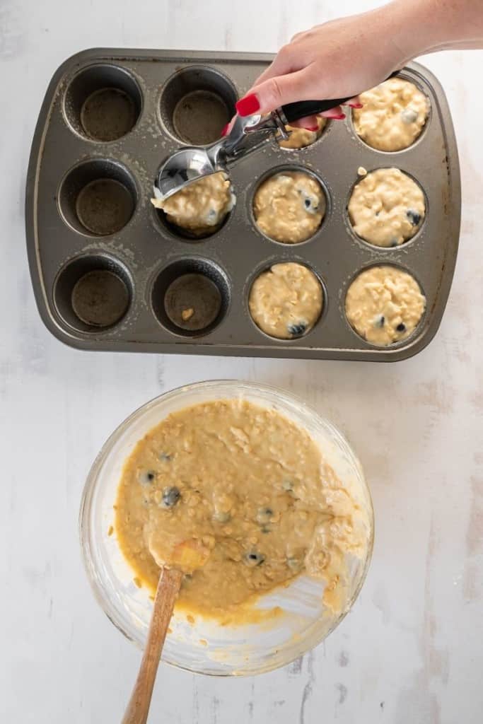 fill muffin cups in tin to the top