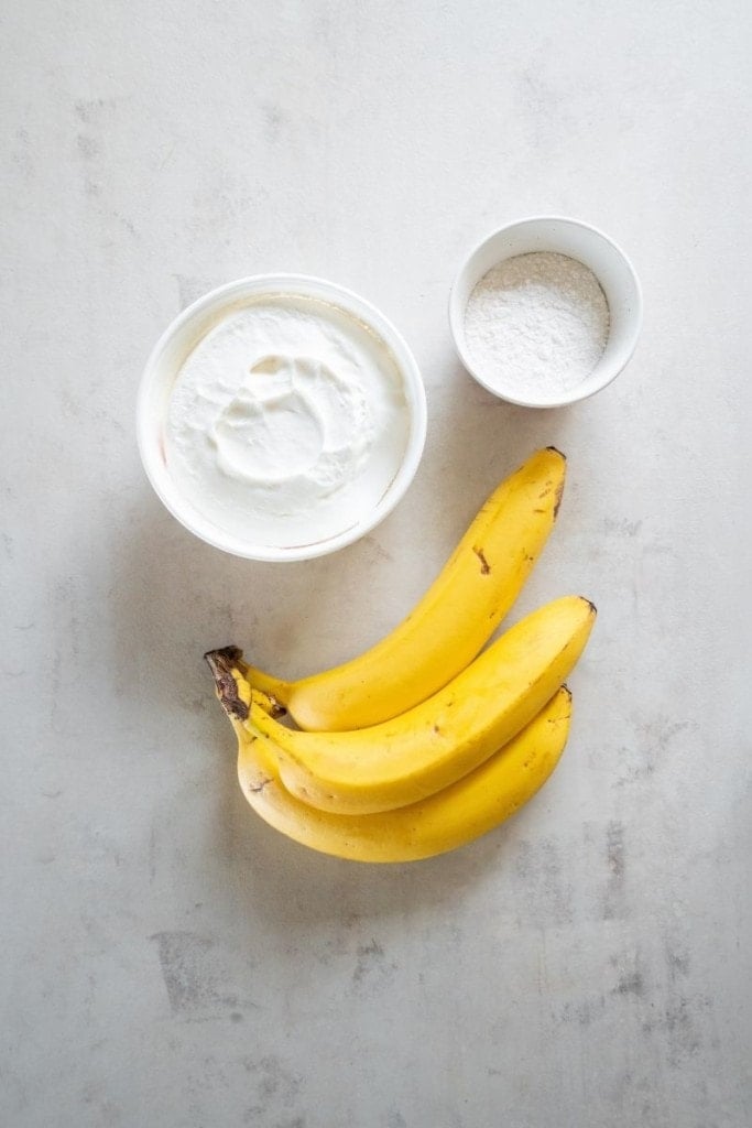 prepared ingredients for 3 ingredient banana pudding