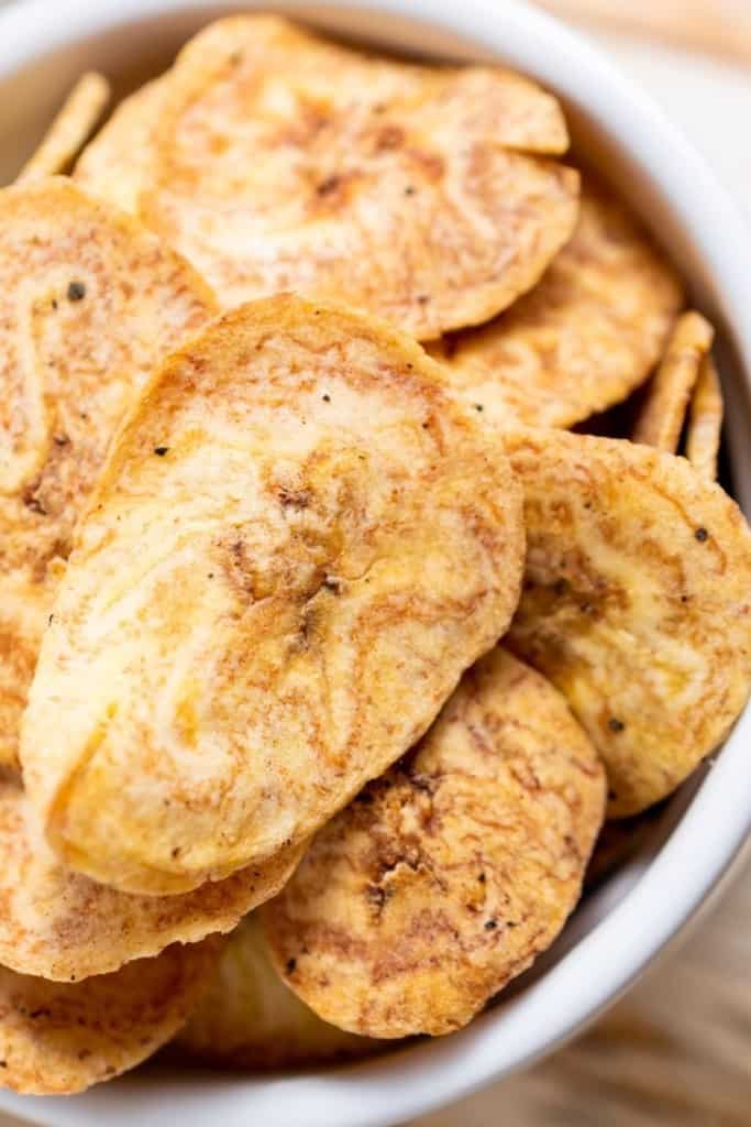 close up of a plantain chip cooked in air fryer