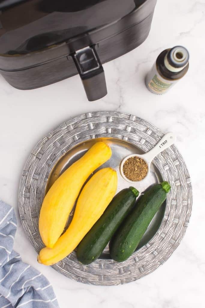 prepared ingredients for air fryer squash