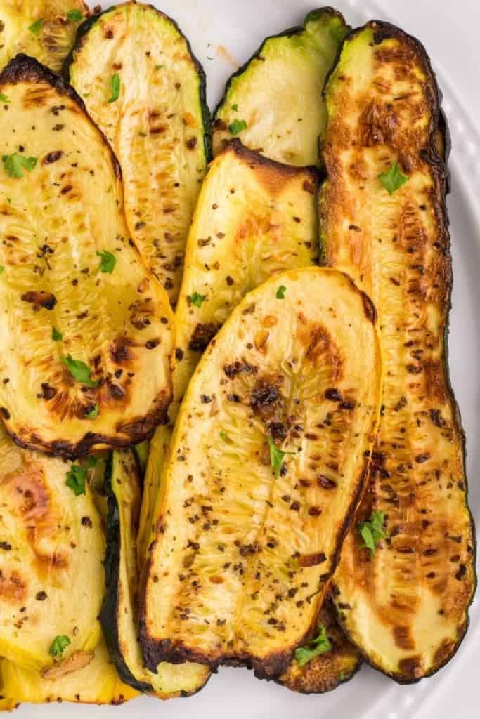 Slices of squash cooked in air fryer