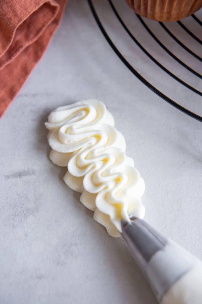 Swirls of cream cheese frosting made without butter