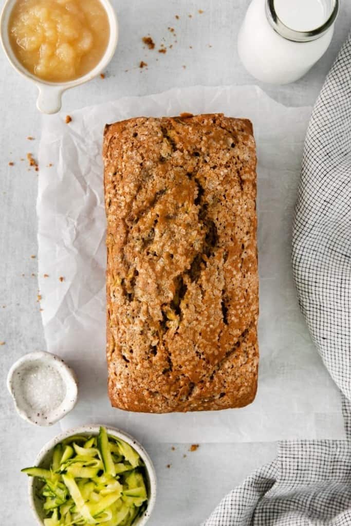 loaf of zucchini bread fresh out of oven