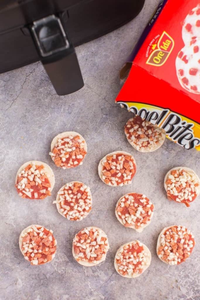 prepared ingredients for air fryer bagel bites