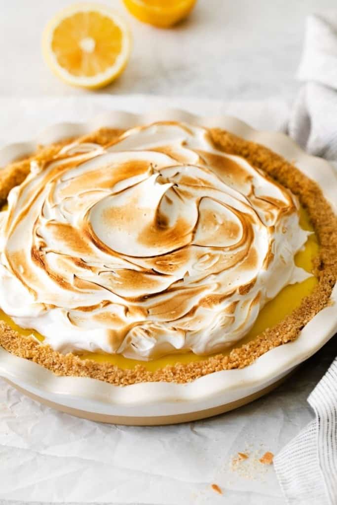 lemon meringue pie with toasted meringue topping