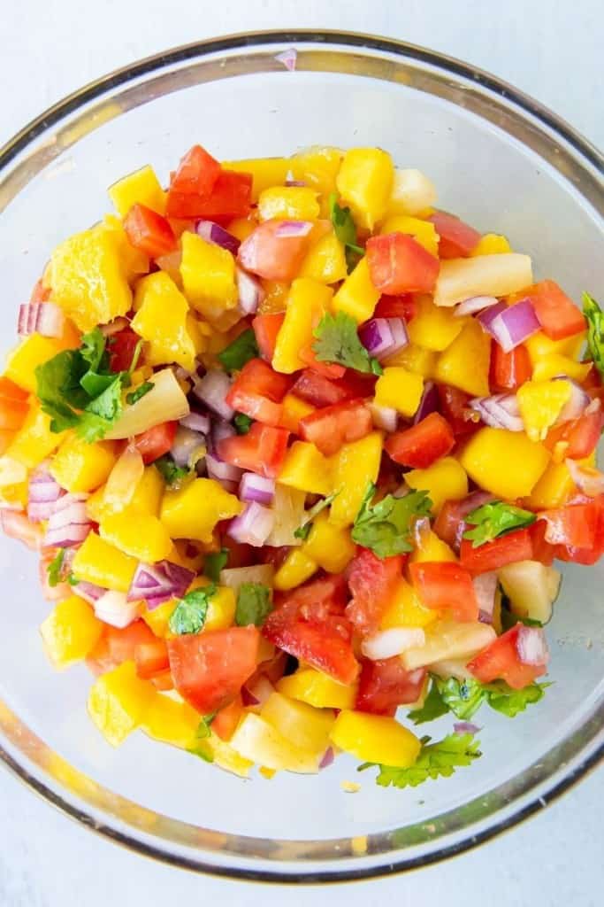 mango habanero salsa on white plate