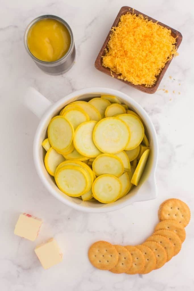 prepared ingredients for squash casserole