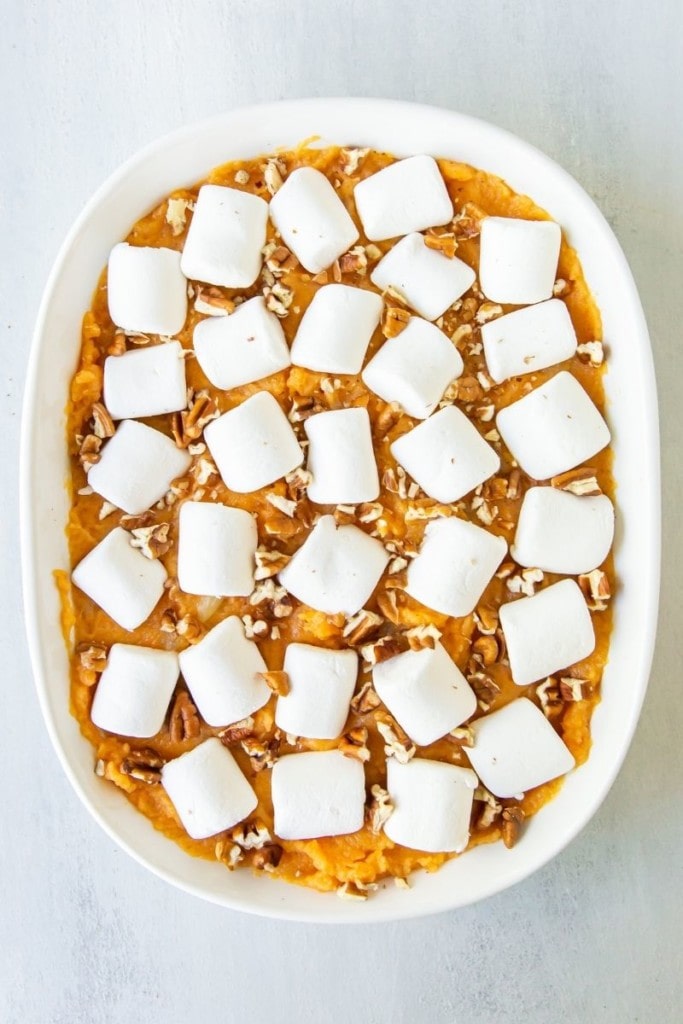 add marshmallows to sweet potato casserole