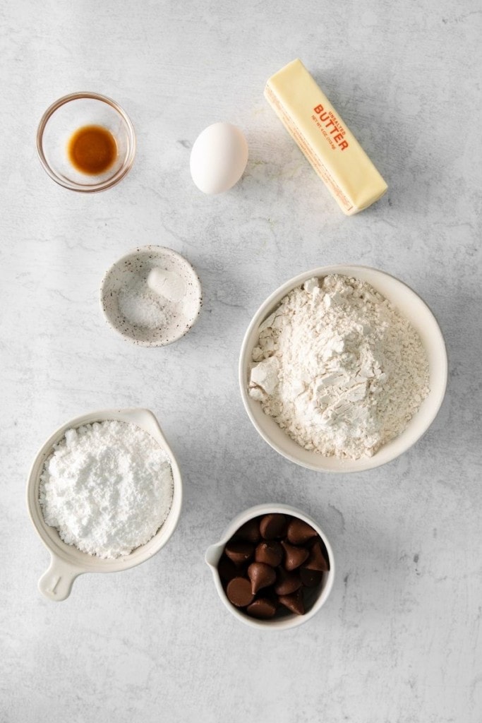 prepared ingredients for sugar cookies with hershey kisses