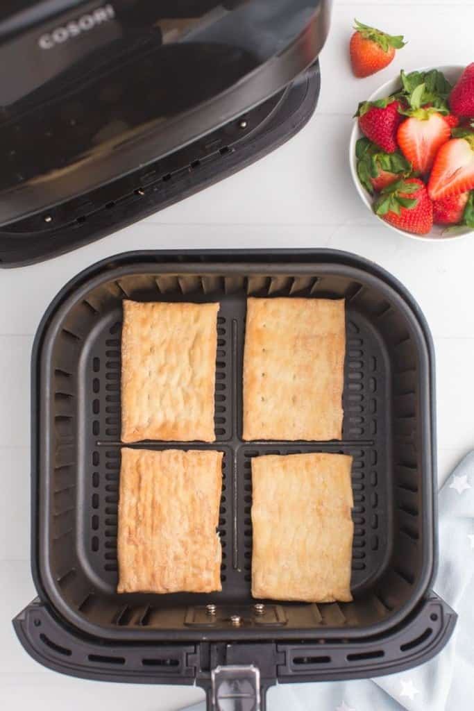 4 toaster strudels in air fryer basket