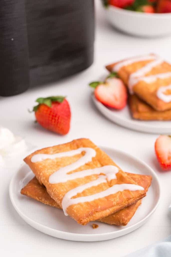plates with toaster strudel