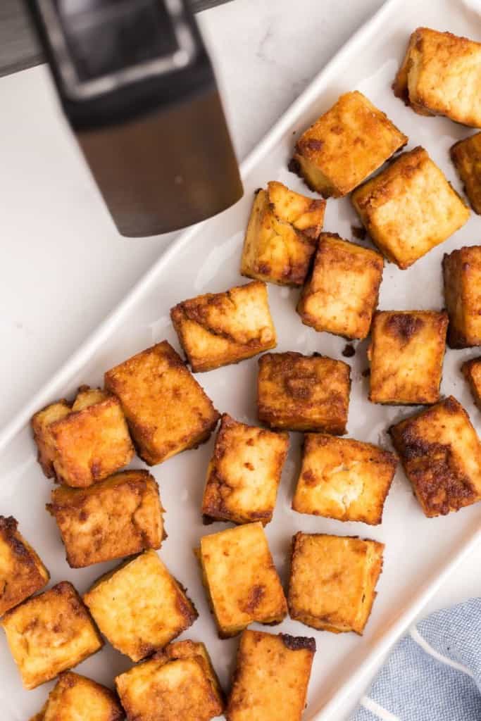 air fryer tofu on a platter