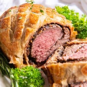 beef wellington on a platter