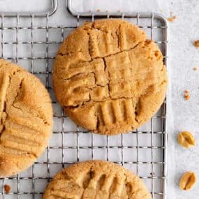 soft peanut butter cookies on a rack