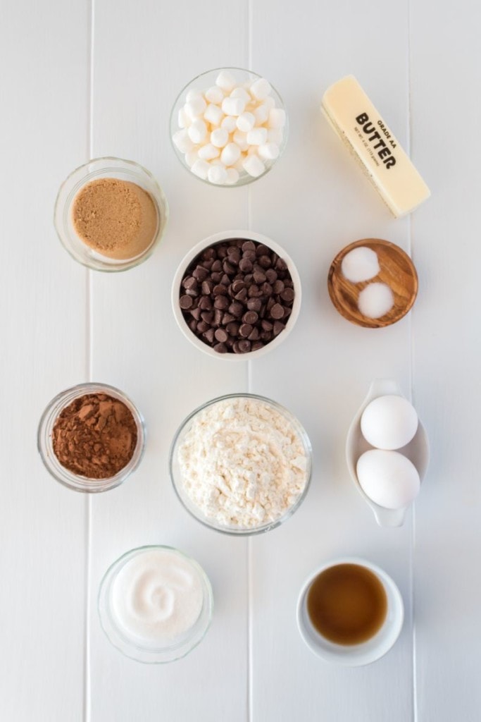ingredients for marshmallow chocolate cookies