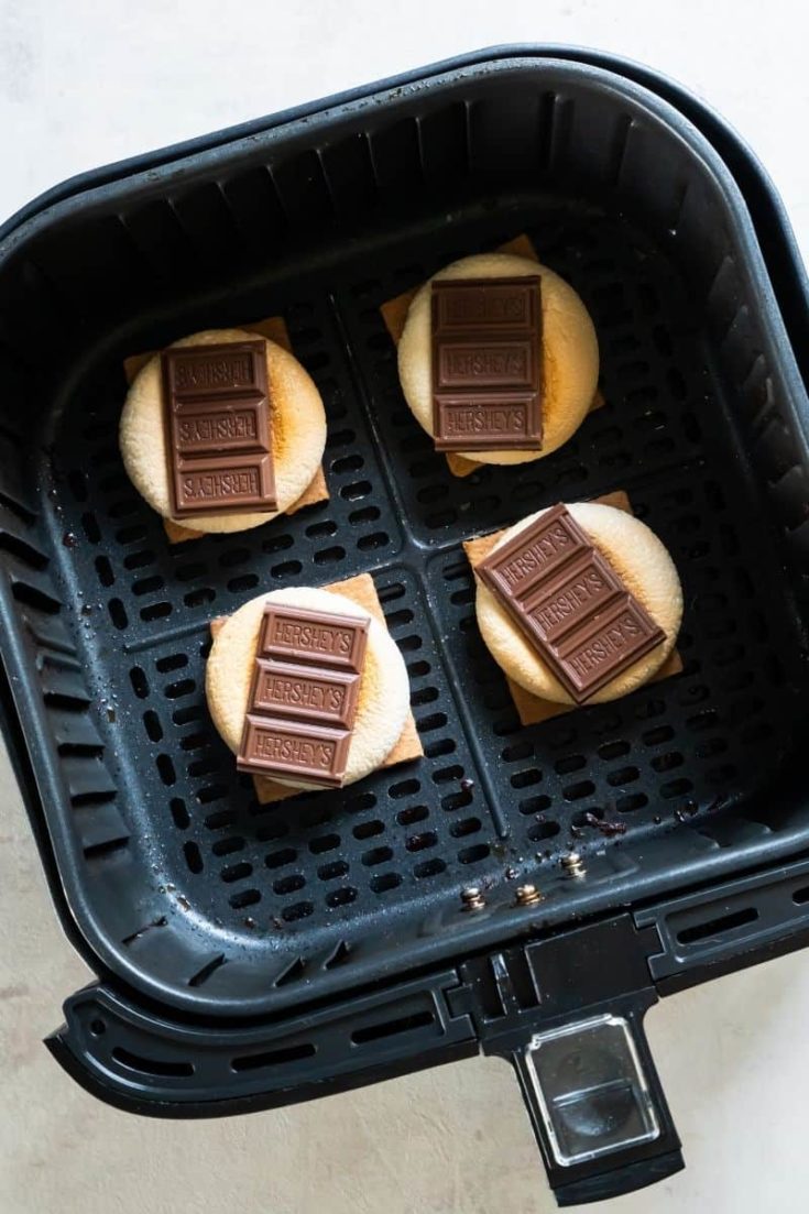 Smores ingredients inside the air fryer
