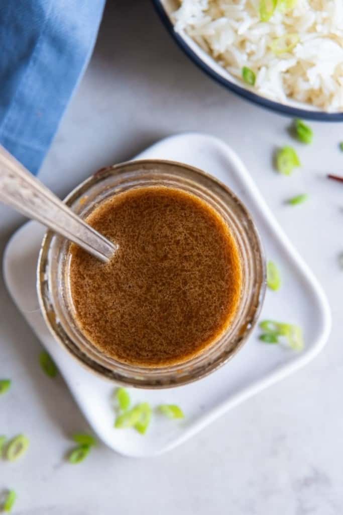 Overhead shot of homemade stir fry sauce