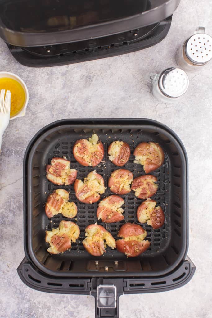 air fryer basket with baby potatoes