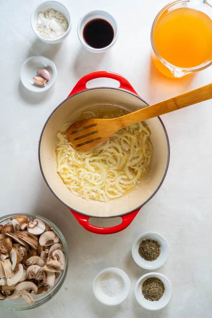 onions in pan