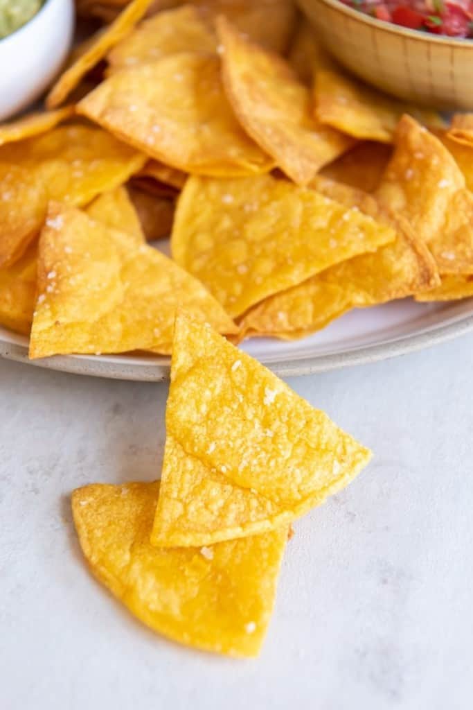 crispy tortilla chips made in the air fryer