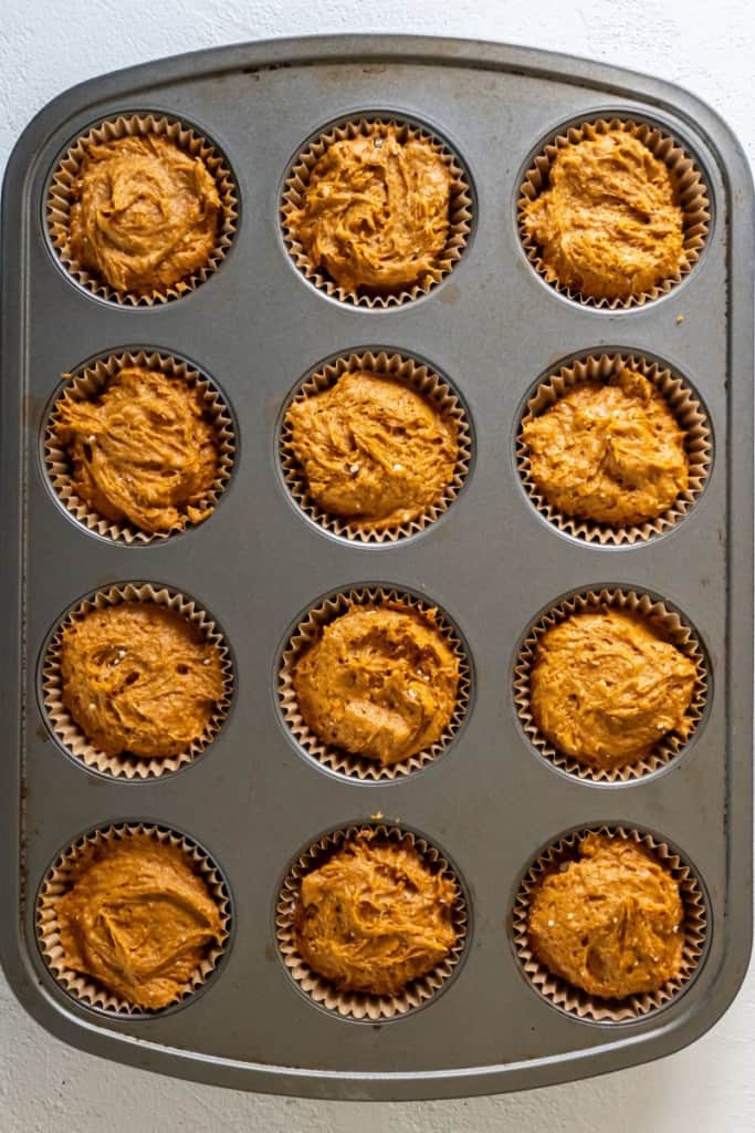 muffin pan with batter