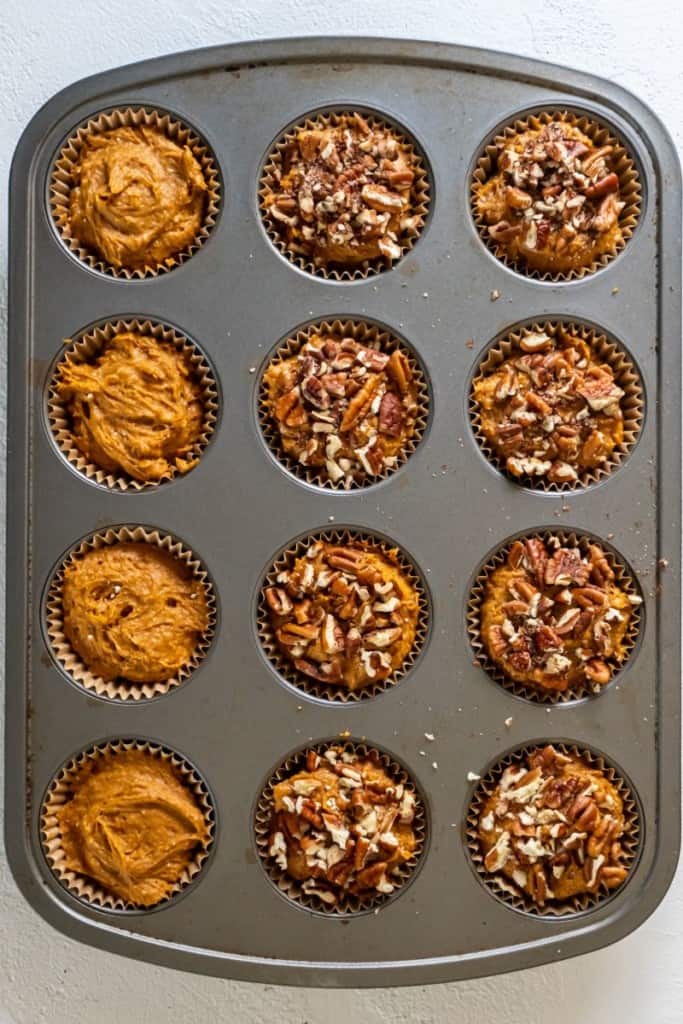 pumpkin muffin batter with nuts