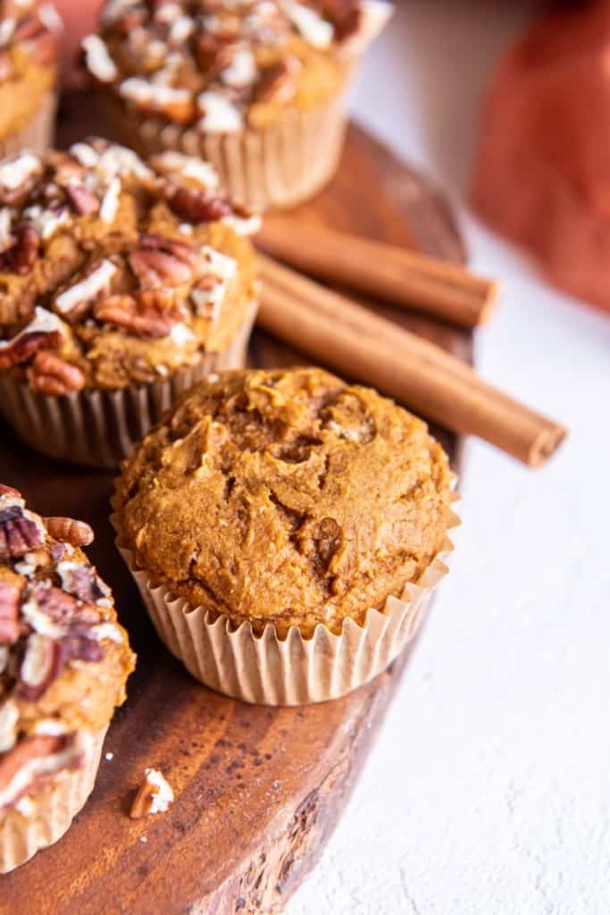 stack of pumpkin muffins