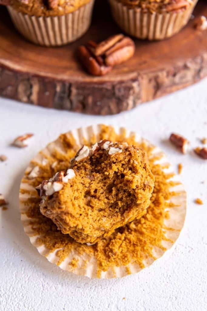 pumpkin muffin with a bite out of it